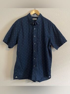 Hickey Freeman Golf Clubs Printed Cotton Short Sleeve Button Down Shirt XXL 2XL